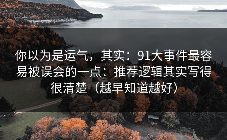你以为是运气，其实：91大事件最容易被误会的一点：推荐逻辑其实写得很清楚（越早知道越好）