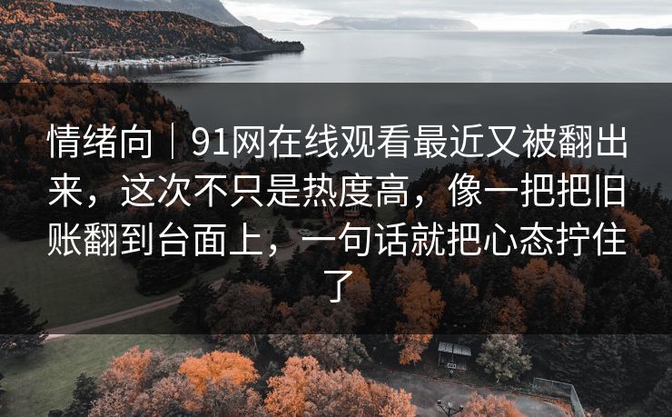 情绪向｜91网在线观看最近又被翻出来，这次不只是热度高，像一把把旧账翻到台面上，一句话就把心态拧住了
