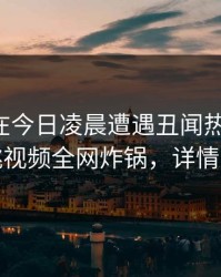 主持人在今日凌晨遭遇丑闻热议不止，樱桃视频全网炸锅，详情围观