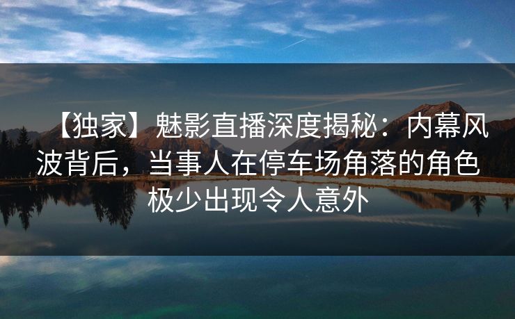 【独家】魅影直播深度揭秘：内幕风波背后，当事人在停车场角落的角色极少出现令人意外