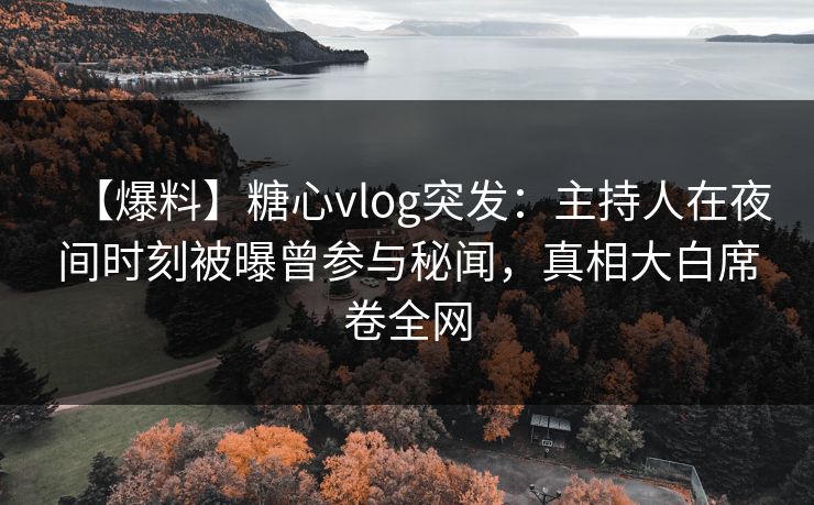 【爆料】糖心vlog突发：主持人在夜间时刻被曝曾参与秘闻，真相大白席卷全网