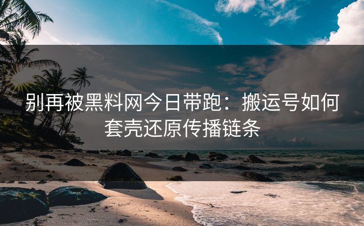 别再被黑料网今日带跑：搬运号如何套壳还原传播链条